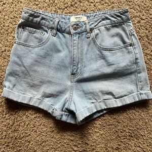 Light wash denim shorts